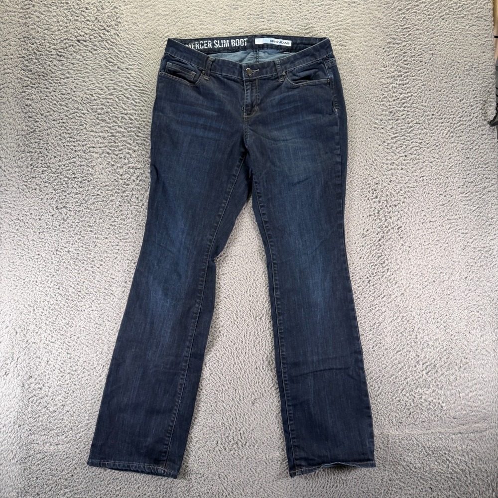 DKNY Mercer Jeans Womens 12 Blue Cotton Denim Bootcut Slim-Fit Workwear Stretch